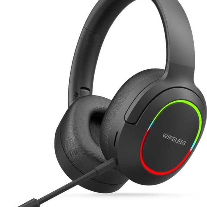 TechU™ Draadloze Koptelefoon met Microfoon Bluetooth 5.0 – Game Headset met LED Licht – Hoofdtelefoon voor Muziek, Podcast & Gamen – Zwart