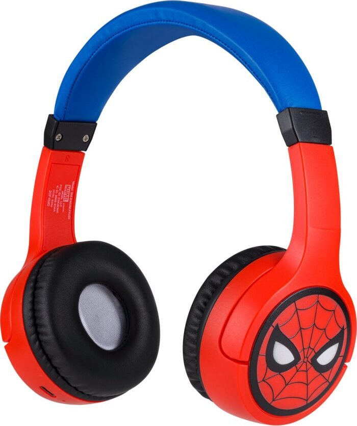 Spiderman - draadloze kinderkoptelefoon - met volumebegrenzing - lange speeltijd - met extra audiokabel