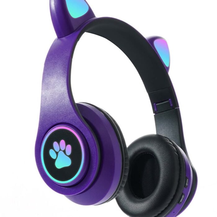 KINSI Bluetooth Gaming Headset - Stylish Kat Oor Design met LED - Verlichting! Perfect voor Meisjes, Compatibel met Alle Apparaten (Tablet / Computer / Telefoon)