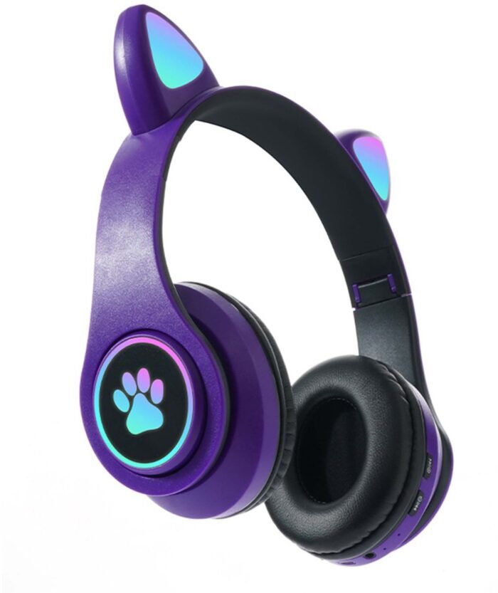 KINSI Bluetooth Gaming Headset - Stylish Kat Oor Design met LED - Verlichting! Perfect voor Meisjes, Compatibel met Alle Apparaten (Tablet / Computer / Telefoon)