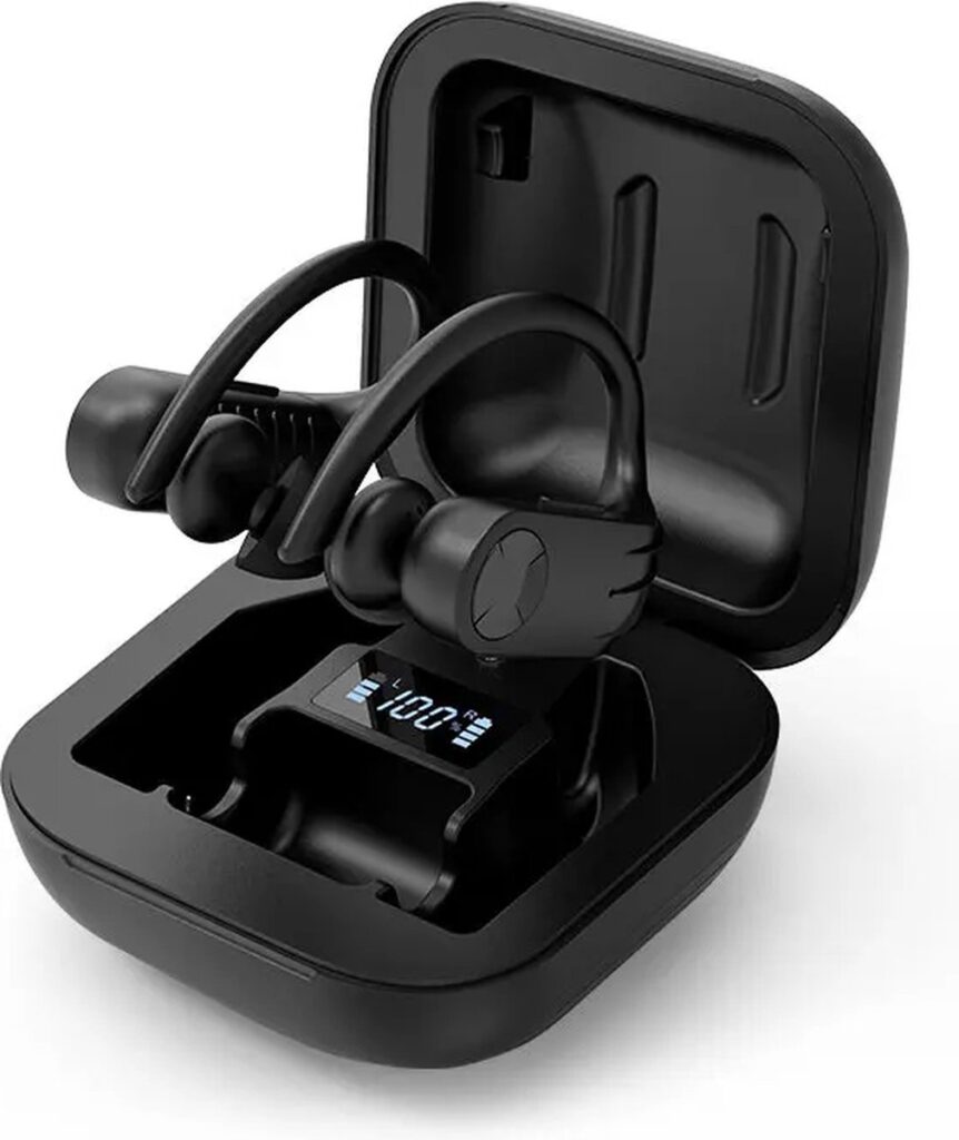 DrPhone DualTune - Draadloze Sport Oordoppen – Bluetooth 5.0 Oordoppen – Met TouchControl – Met VoiceControl – IPX5 Waterdicht - Zwart