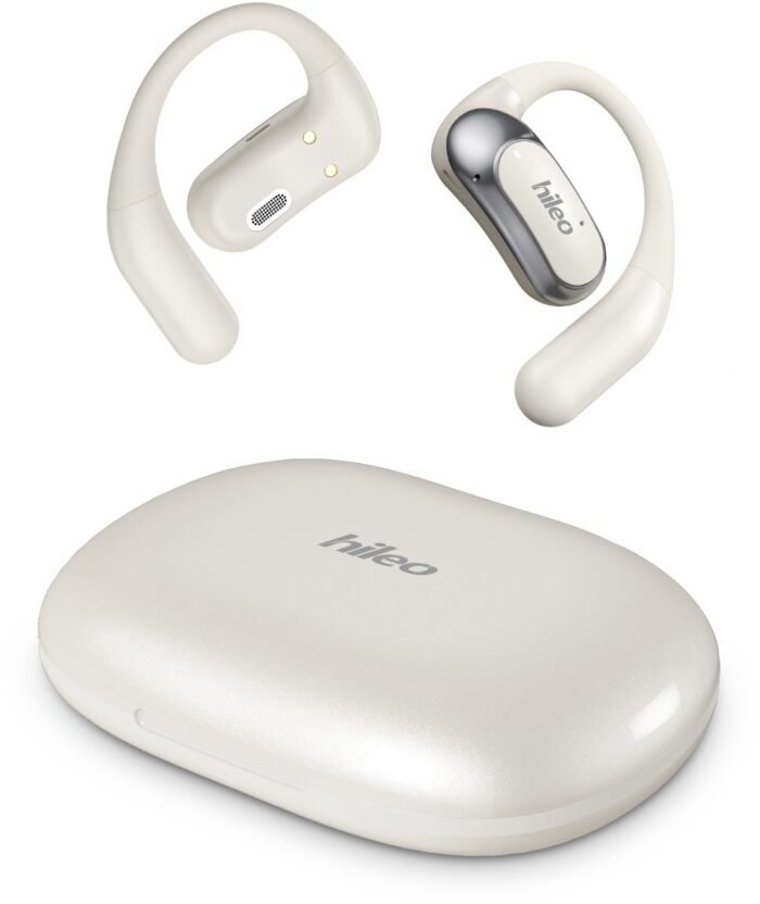 hileo hi95 - Draadloze Oordopjes met Oplaadcase – Beige - Sport - Open-Ear comfort - Bluetooth V5.4 oordopjes – Draadloze oortjes – Geschikt voor IOS/Android