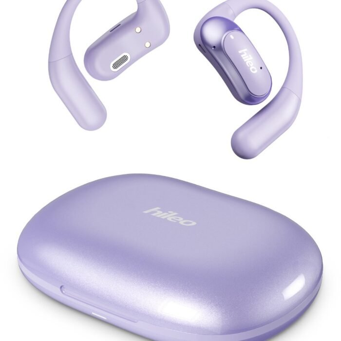 hileo hi95 - Draadloze Oordopjes met Oplaadcase – Paars - Sport - Open-Ear comfort - Bluetooth V5.4 oordopjes – Draadloze oortjes – Geschikt voor IOS/Android