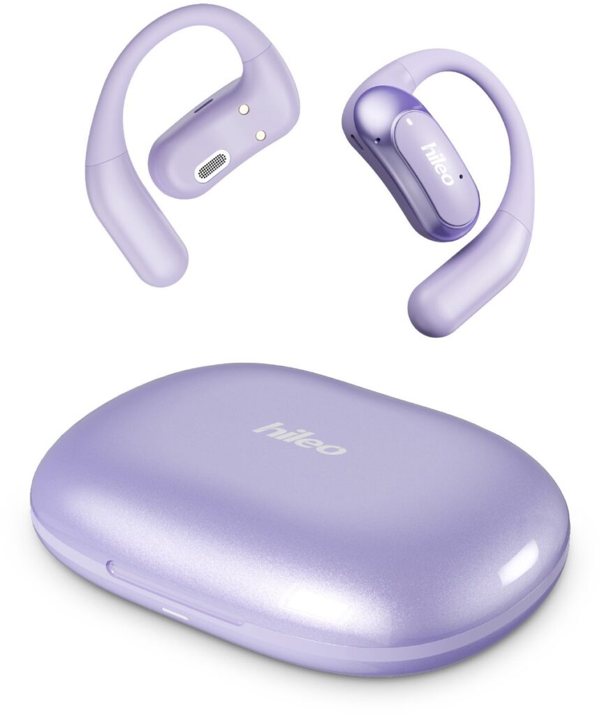 hileo hi95 - Draadloze Oordopjes met Oplaadcase – Paars - Sport - Open-Ear comfort - Bluetooth V5.4 oordopjes – Draadloze oortjes – Geschikt voor IOS/Android
