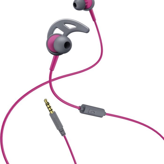 Hama Sport-koptelefoon "Action", in-ear, microfoon, ear-hook, pink/grijs
