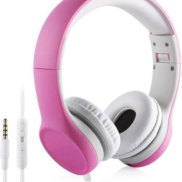 StayPowered Hoofdtelefoon voor Kinderen - Veilig en Comfortabel Luisteren - Volumebegrenzing 85 dB - Shareconnector - Verstelbaar - Geschikt voor iPod/iPad/iPhone/Android - Ideaal voor 2-8 jaar - Roos - Levering Sneller dan Aangegeven!