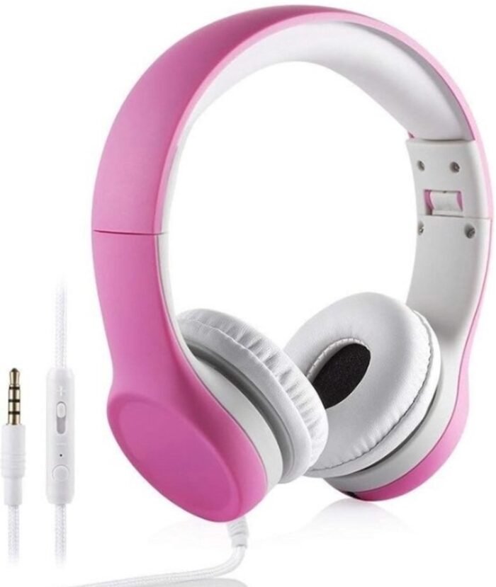 StayPowered Hoofdtelefoon voor Kinderen - Veilig en Comfortabel Luisteren - Volumebegrenzing 85 dB - Shareconnector - Verstelbaar - Geschikt voor iPod/iPad/iPhone/Android - Ideaal voor 2-8 jaar - Roos - Levering Sneller dan Aangegeven!