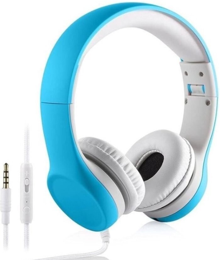 StayPowered Hoofdtelefoon voor Kinderen - Veilig en Comfortabel Luisteren - Volumebegrenzing 85 dB - Shareconnector - Verstelbaar - Geschikt voor iPod/iPad/iPhone/Android - Ideaal voor 2-8 jaar - Lichtblauw - Levering Sneller dan Aangegeven!