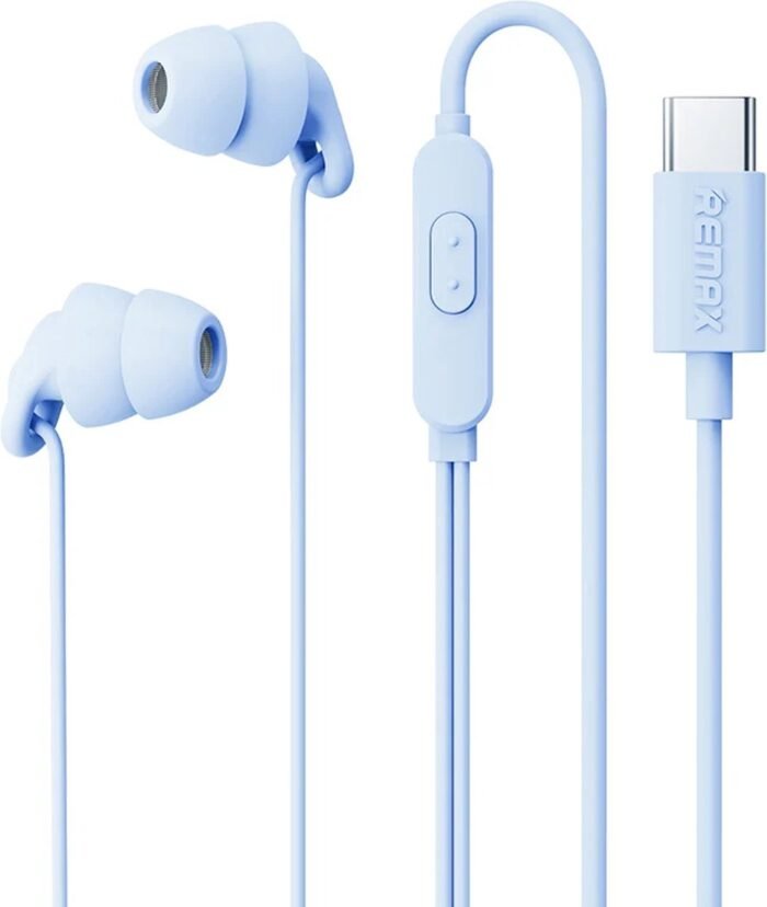 DrPhone SilencePro - Comfortabele USB-C - In-Ear Oordoppen met Passieve Ruisonderdrukking en Kristalhelder Geluid – Blauw