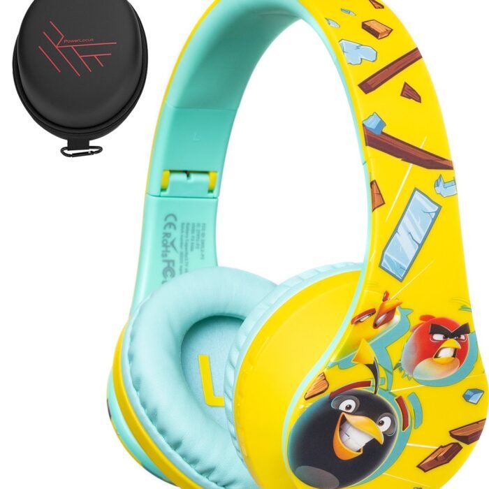PowerLocus P2 Kids Angry Birds Koptelefoon Kinderen - Microfoon - Micro SD - incl. Premium Case - Volumebegrenzing - Geel/Groen