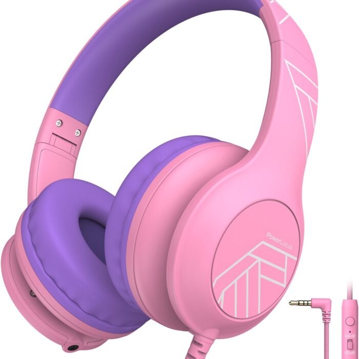 PowerLocus PLED Wired Kinder Koptelefoon met Draad - Koptelefoon voor kinderen - Veilig volume van 85dB en 94dB - Hoofdtelefoon - Met microfoon - Sharing Audio Functie - Roze