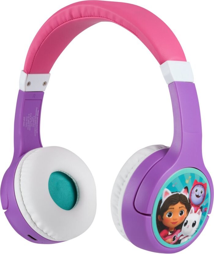 Gabby's Poppenhuis - draadloze kinderkoptelefoon - met volumebegrenzing - lange speeltijd - met extra audiokabel
