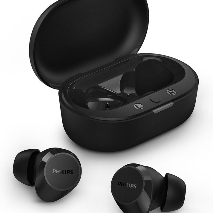 PHILIPS TAT1209BK True Wireless In Ear Bluetooth Headphones - Kleine oordopjes, Geweldige kwaliteit, Natuurlijk geluid met dynamische bass, Duidelijke gesprekken en Kleine oplaadhoes - Zwart