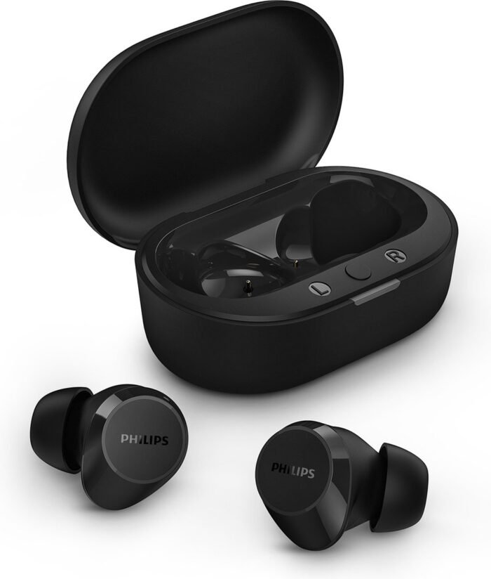 PHILIPS TAT1209BK True Wireless In Ear Bluetooth Headphones - Kleine oordopjes, Geweldige kwaliteit, Natuurlijk geluid met dynamische bass, Duidelijke gesprekken en Kleine oplaadhoes - Zwart