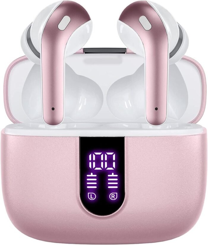 Draadloze hoofdtelefoon met microfoon en touchbediening Roze