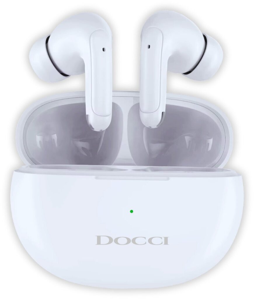 Docci® ANC-Active Noise Cancelling draadloze Oordopjes - Bluetooth Earpods - Draadloze Oortjes - Koptelefoon voor IOS & Android - Draadloze Oordopjes wit