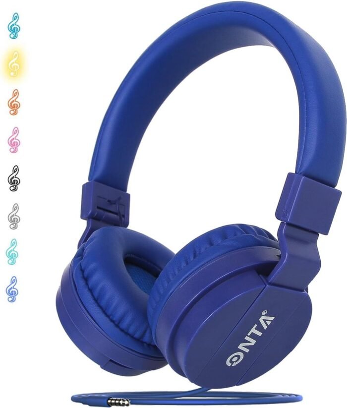 StayPowered Kinderhoofdtelefoon - Perfect Geluid en Comfort voor Jonge Luisteraars - Lichtgewicht - Opvouwbaar Design - Superzachte Oorkussens - Verstelbare Hoofdband - Krachtige 40 mm Drivers - Blauw - Levering Sneller dan Aangegeven!