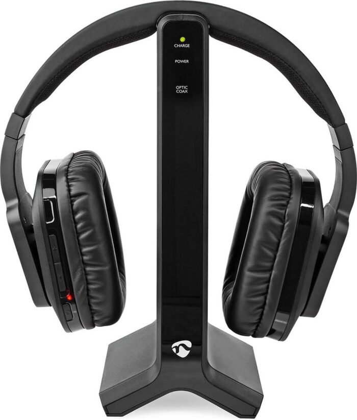 Nedis Draadloze TV-Koptelefoon – Over-Ear – RF – 25 m – 8 uur Batterij – Laadstation – Zwart