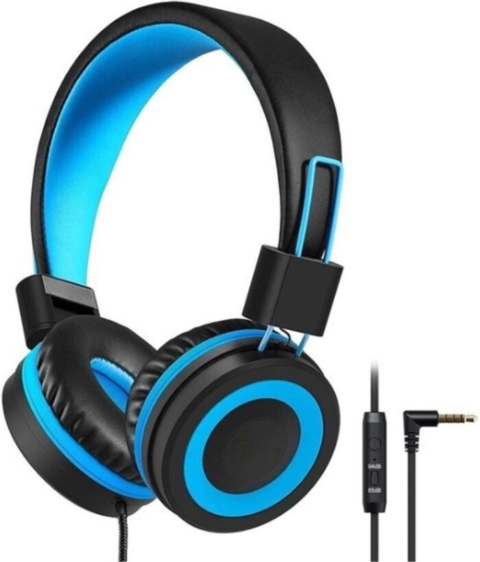 Intelectro Kinderheadset - Veilig, Comfortabel & Meeslepend Geluid voor Jonge Kinderen - Begrensd Volume - Verstelbare Pasvorm - Opvouwbaar Ontwerp - Lichtgewicht en Stijlvol - Blauw/Zwart - Levering Sneller dan Aangegeven!