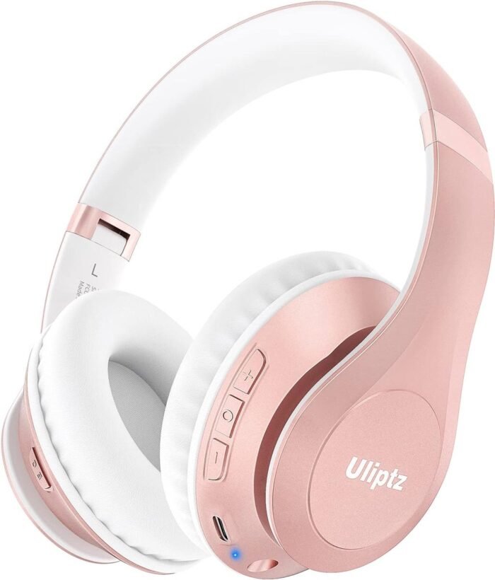 StayPowered Bluetooth Hoofdtelefoon - 65 Uur Non-stop Luisterplezier - Bluetooth 5.3 voor Stabiele Verbinding - Hifi Stereo Geluid - Comfortabele Opvouwbare Ontwerp - Ideaal voor Reizen en Kantoor - Wit/Roze - Levering Sneller dan Aangegeven!