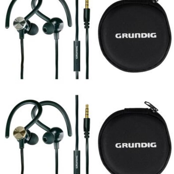 Grundig Sport - Oortelefoons - 120 cm Kabel - Lichtgewicht 42 gram - Met Oorhaken & Microfoon - Travelcase Inbegrepen