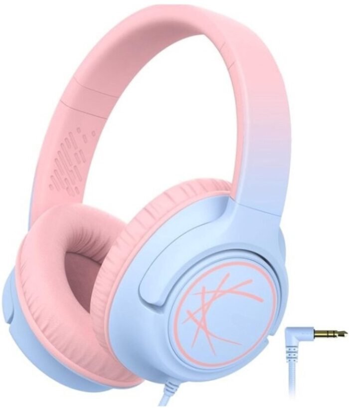 StayPowered Kinderheadset - Gehoorbescherming en Gemoedsrust Gecombineerd! - met Volumebegrenzing - Kristalhelder Stereogeluid - Draaibare Oorschelpen - Verstelbare Hoofdband - Compact Design - Paars/Roze - Levering Sneller dan Aangegeven!
