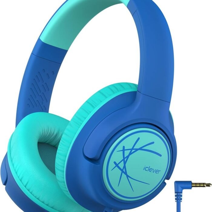 StayPowered Kinderheadset - Gehoorbescherming en Gemoedsrust Gecombineerd! - met Volumebegrenzing - Kristalhelder Stereogeluid - Draaibare Oorschelpen - Verstelbare Hoofdband - Compact Design - Blauw - Levering Sneller dan Aangegeven!