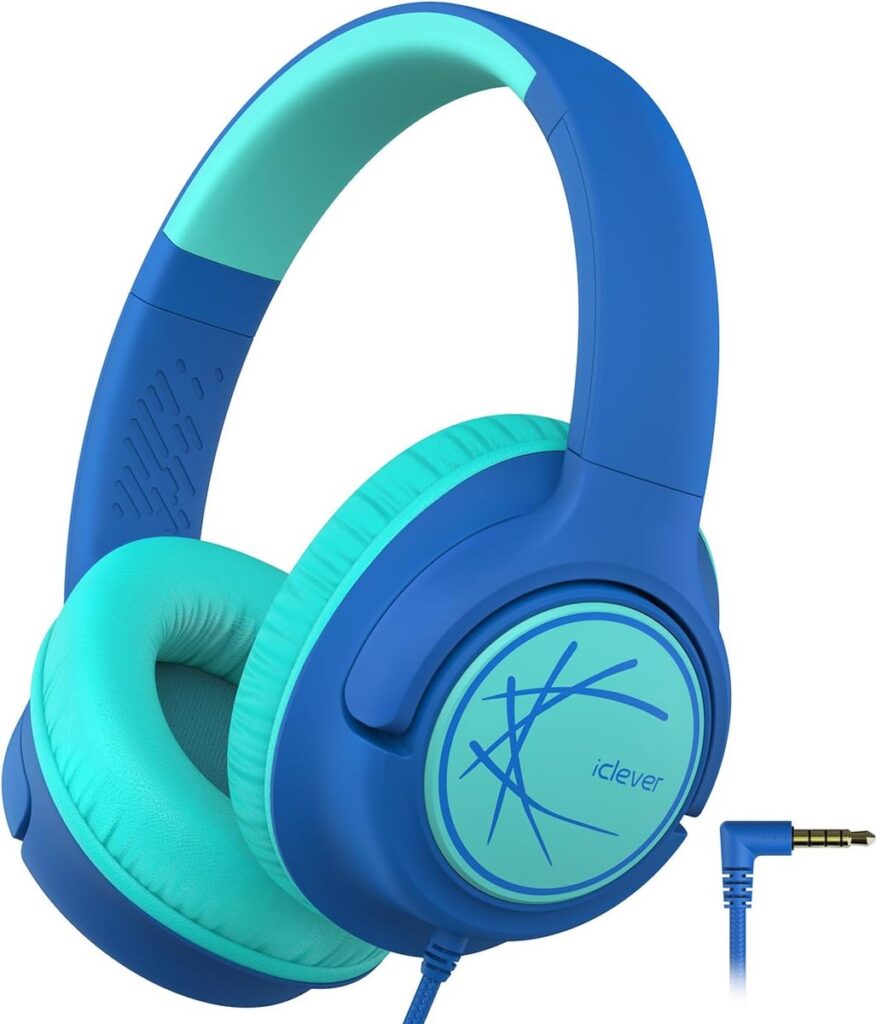 StayPowered Kinderheadset - Gehoorbescherming en Gemoedsrust Gecombineerd! - met Volumebegrenzing - Kristalhelder Stereogeluid - Draaibare Oorschelpen - Verstelbare Hoofdband - Compact Design - Blauw - Levering Sneller dan Aangegeven!
