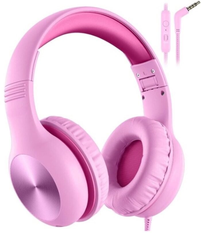 StayPowered Kinderheadset - De Ultieme Veilige en Comfortabele Hoofdtelefoon voor Kinderen - Hoge Audio Kwualiteit - Ingebouwde Volumeregelaar - Verstelbare en Opvouwbaar Ontwerp - Compact Ontwerp - Roze - Levering Sneller dan Aangegeven