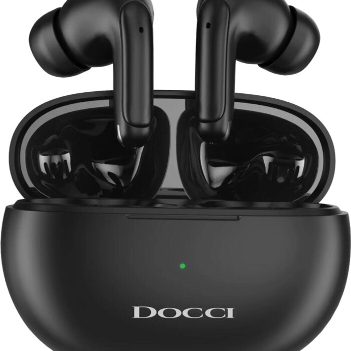 Docci® Draadloze Oortjes | Oordopjes met Noise Cancelling | Bluetooth Earbuds in Earpods-stijl | Voor iOS & Android | Zwart