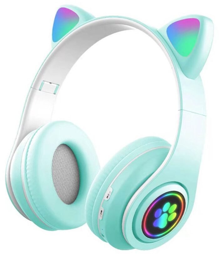 KINSI Bluetooth Gaming Headset - Stylish Kat Oor Design met LED - Verlichting! Perfect voor Meisjes, Compatibel met Alle Apparaten (Tablet / Computer / Telefoon)