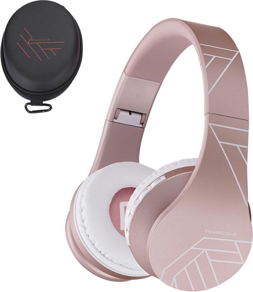 PowerLocus P1 Bluetooth Koptelefoon – Draadloos – Over Ear – Met Microfoon – Inklapbaar - incl. Hoes – Rose Gold (PL Line Collectie)