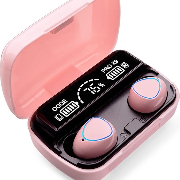 OOQE PRO X9 - Draadloze Oordopjes | Oordopjes Draadloos | Oortjes Draadloos | Water- en Stofbestendig | Ingebouwde Microfoon | Ingebouwde Powerbank | 80 Uur Batterijduur | Geschikt voor TV, Tablet en Laptop | Bluetooth 5.1 | Roze