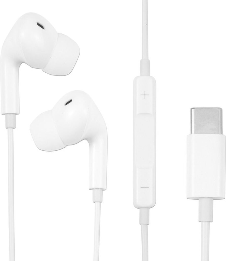 Provium - Oortjes met USB-C aansluiting - In-Ear Oordopjes met draad en microfoon - Headset geschikt voor o.a. Telefoon en Laptop - wit