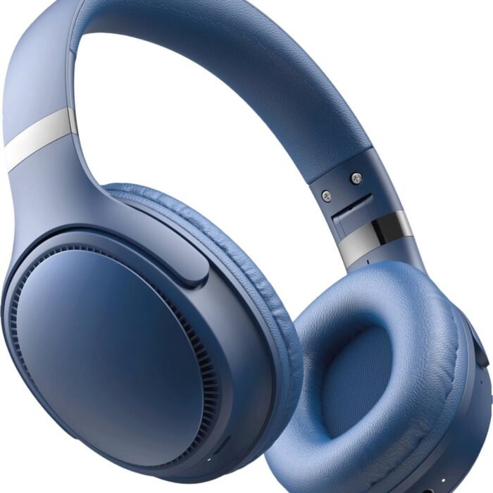Koptelefoon Bluetooth - Draadloze Koptelefoon - Koptelefoon Draadloos met Microfoon - 55+ Uur Batterijduur - Over Ear - Passieve Noise Cancelling - Inklapbaar - Blauw