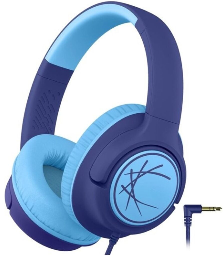 StayPowered Kinderheadset - Gehoorbescherming en Gemoedsrust Gecombineerd! - met Volumebegrenzing - Kristalhelder Stereogeluid - Draaibare Oorschelpen - Verstelbare Hoofdband - Compact Design - Donkerblauw - Levering Sneller dan Aangegeven!