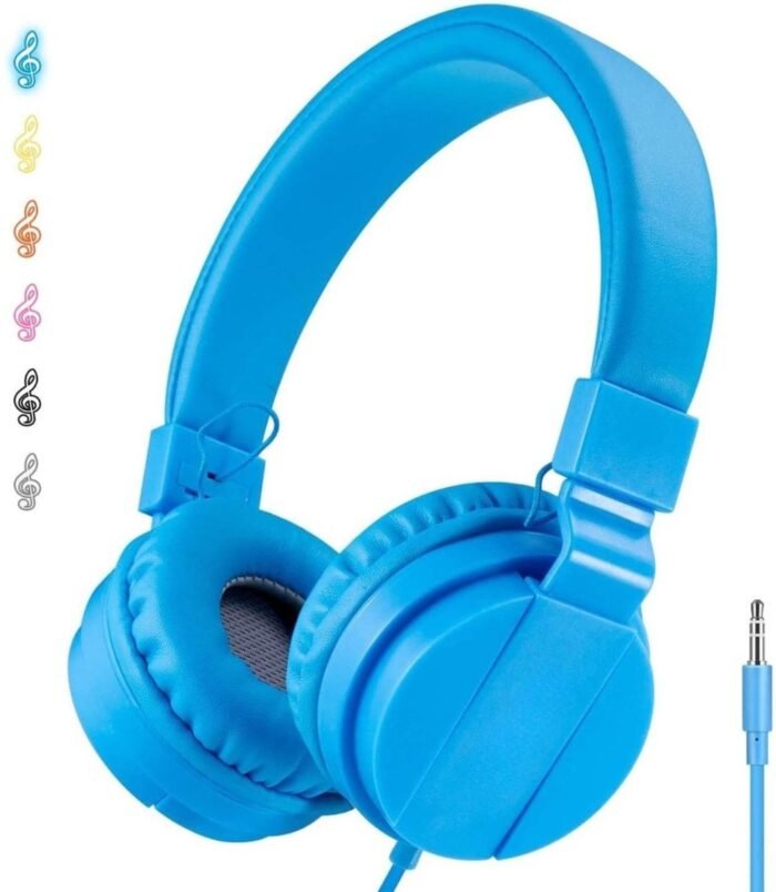 StayPowered Kinderhoofdtelefoon - Perfect Geluid en Comfort voor Jonge Luisteraars - Lichtgewicht - Opvouwbaar Design - Superzachte Oorkussens - Verstelbare Hoofdband - Krachtige 40 mm Drivers - Blauw - Levering Sneller dan Aangegeven!