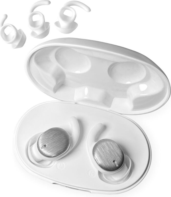 Kleine Slaap Oordopjes Bluetooth in 3 Maten (S/M/L) - Slaap Koptelefoon - Oordopjes Slapen - Oordoppen Slapen - Draadloze Oordopjes - In-Ear - Sleep Plugs - Kleinste Oortjes - Geschikt voor elke laptop en smartphone - 2.9 Gram - Wit - Bonuze
