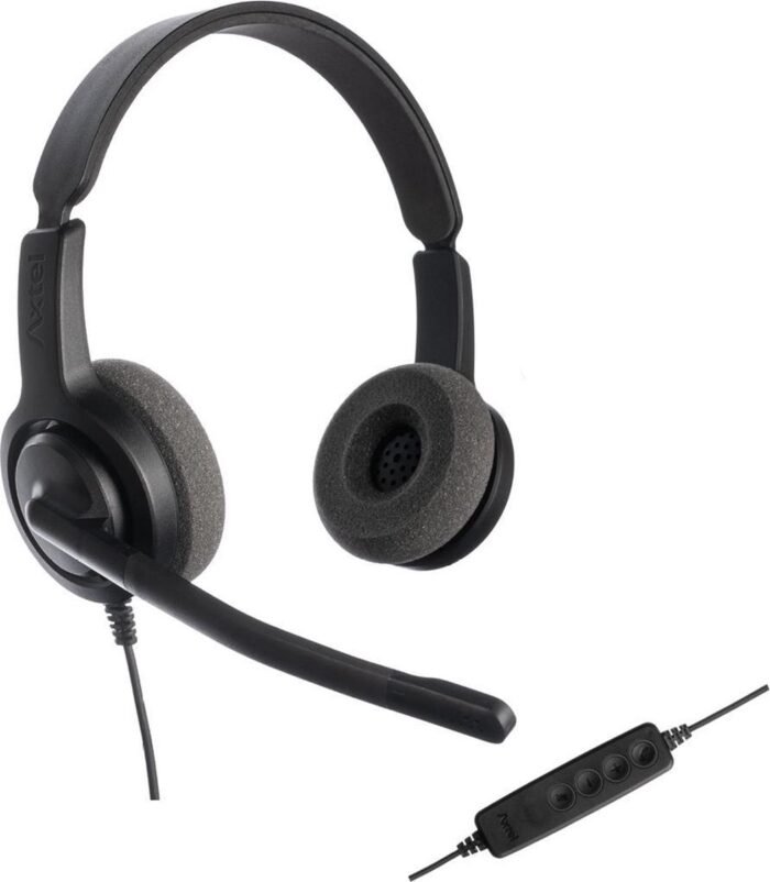 Axtel Voice UC28 duo NC USB koptelefoon voor PC/Laptop | Office Headset, Thuiswerk en Muziek | Skype for Business