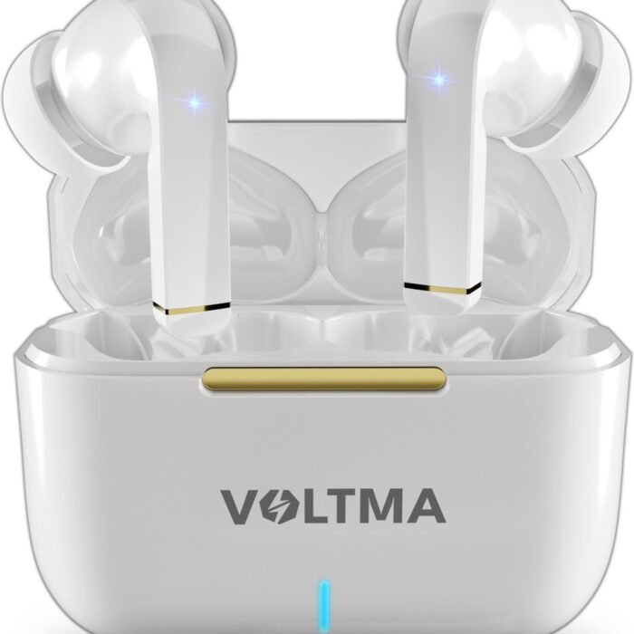 Voltma® Sky Beats Draadloze Oordopjes - Oortjes draadloos - Bluetooth 5.3 - IPX4 waterdicht - ENC Noise cancelling - Earpods - Wireless Earbuds Met 4 Microfoons en 8 uur Speeltijd - Bluetooth Oordopjes Compatibel met IOS en Android (Glanzend Wit)