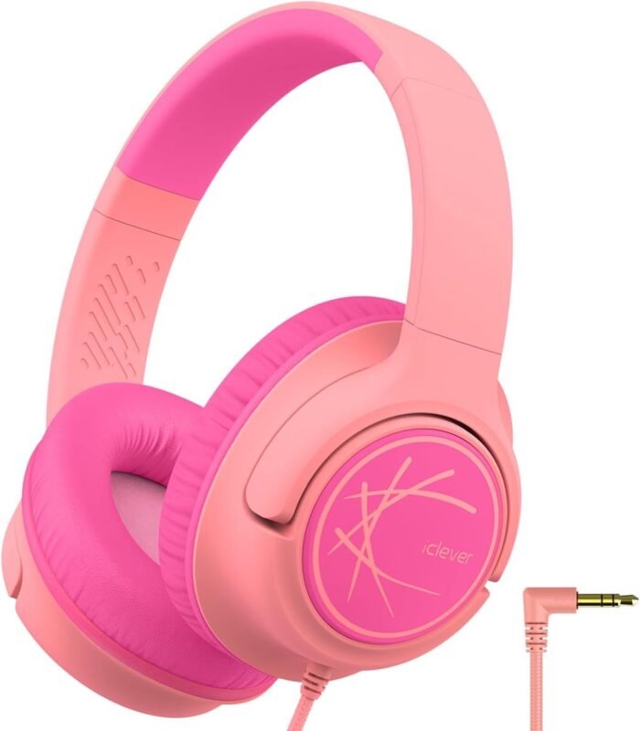 StayPowered Kinderheadset - Gehoorbescherming en Gemoedsrust Gecombineerd! - met Volumebegrenzing - Kristalhelder Stereogeluid - Draaibare Oorschelpen - Verstelbare Hoofdband - Compact Design - Roze - Levering Sneller dan Aangegeven!