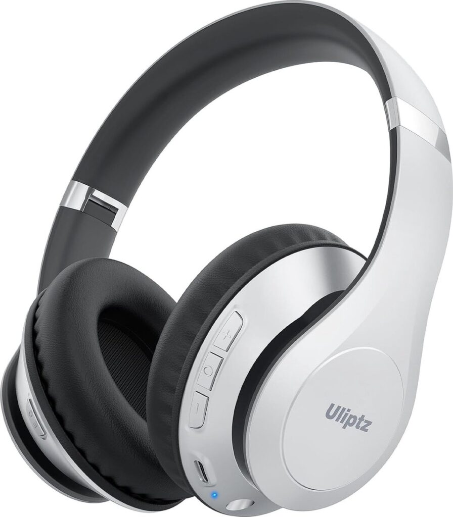 StayPowered Bluetooth Hoofdtelefoon - 65 Uur Non-stop Luisterplezier - Bluetooth 5.3 voor Stabiele Verbinding - Hifi Stereo Geluid - Comfortabele Opvouwbare Ontwerp - Ideaal voor Reizen en Kantoor - Zilver - Levering Sneller dan Aangegeven!