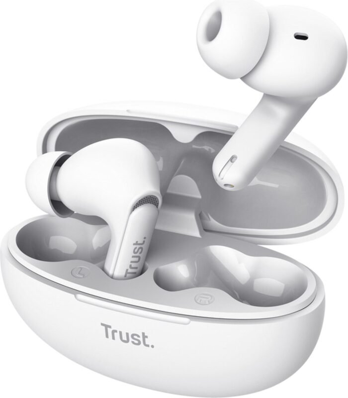 Trust Yavi Bluetooth Earbuds - Volledig Draadloze Oordopjes met Noise-Cancelling Microfoons - Wit