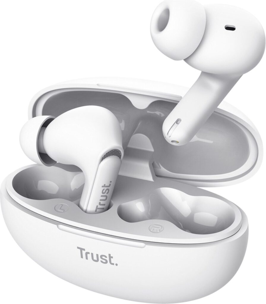 Trust Yavi Bluetooth Earbuds - Volledig Draadloze Oordopjes met Noise-Cancelling Microfoons - Wit