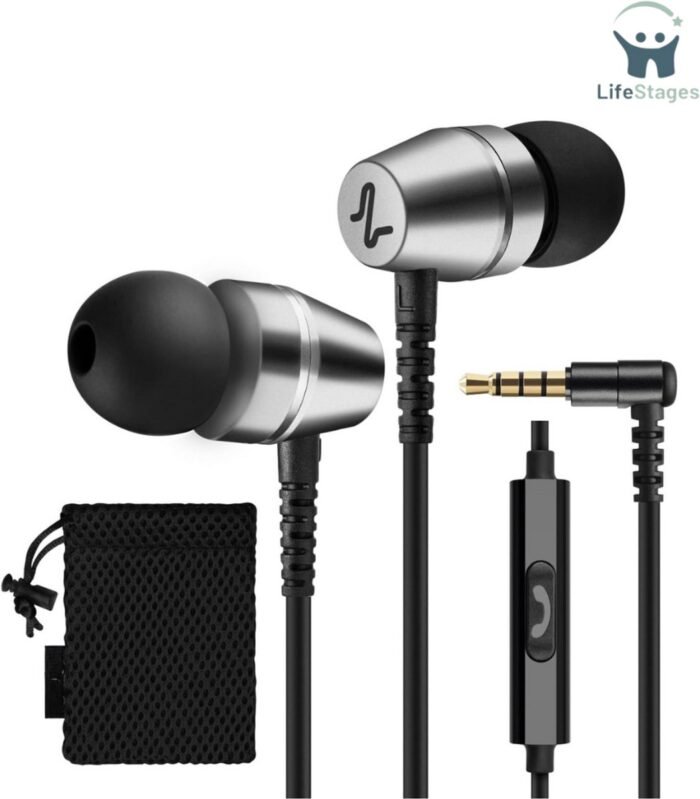 LifeStages - Oortjes Met Draad - In-ear hoofdtelefoon met kabel en microfoon - Hoofdtelefoon met jack - Muziekkoptelefoon met krachtige bas voor iPhone, iPad, Samsung, Xiaomi, Huawei, Gaming