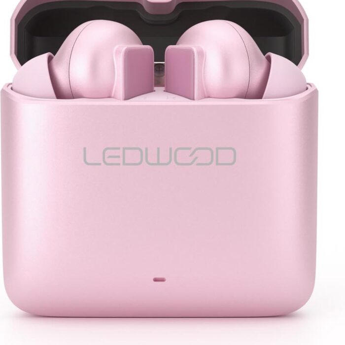 LEDWOOD LD-S20-PIN - TITAN S20 TWS in-ear earphones met metallic oplaadcase, roze
