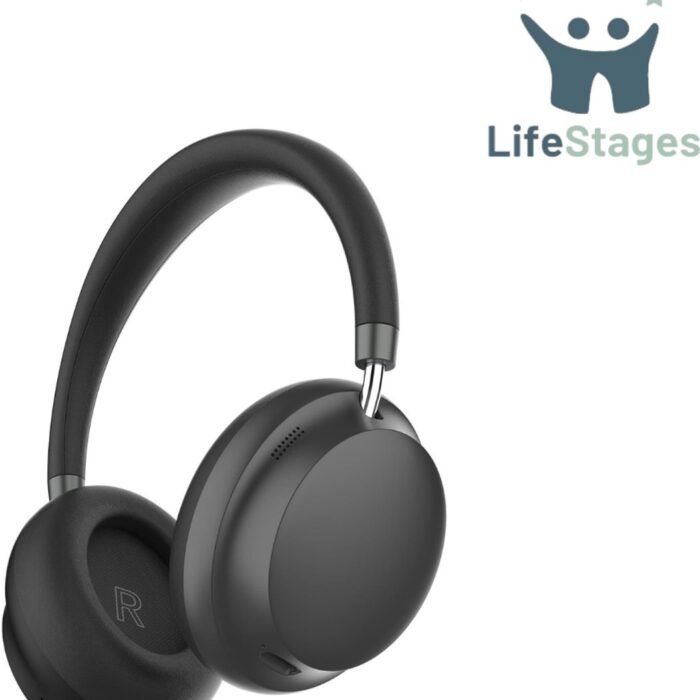 LifeStages - Noise Cancelling Hoofdtelefoon - Actieve Ruisonderdrukkende Hoofdtelefoon - Draadloze Over-Ear Hoofdtelefoon met Microfoon - 55 Uur Speeltijd - Hi-Res Audio - Lage Latentie - Bluetooth 5.3 ANC Hoofdtelefoon voor Reizen, Thuis - Zwart