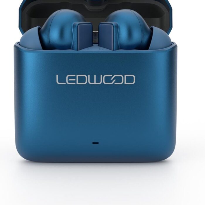 LEDWOOD LD-S20-eBLU - TITAN S20 TWS in-ear earphones met metallic oplaadcase, blauw-metallic