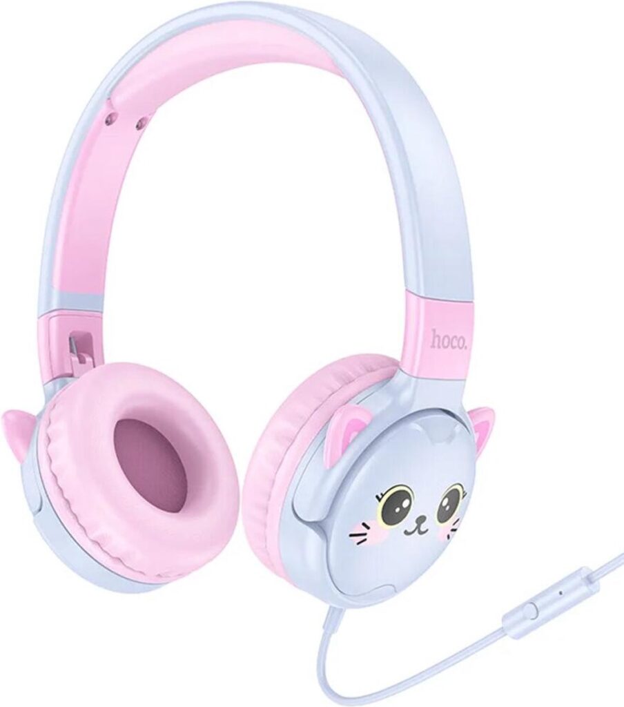 Hoco Kinder Koptelefoon Kattenoortjes met Kabel en Ingebouwde Microfoon Paars