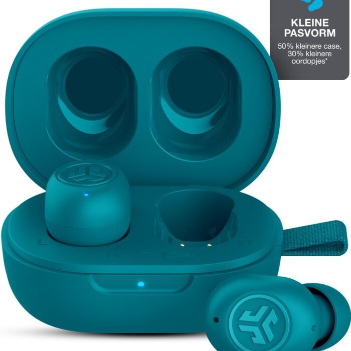 JLab JBuds mini draadloze oordopjes - EQ geluidsinstellingen - Bluetooth oordopjes met ultra klein design - Oortjes Draadloos - Google fast pair - Touch sensoren - Slaap Oordopjes - Aqua
